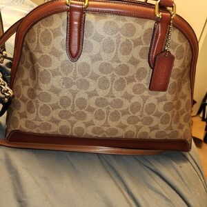 Coach Brown Signature Quinn Satchel Bag